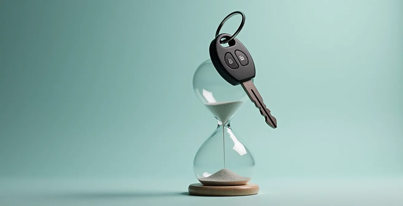 Imagen simbólica que representa la seguridad temporal de un coche